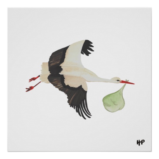540x540 Stork Watercolor Poster - Stork Watercolor