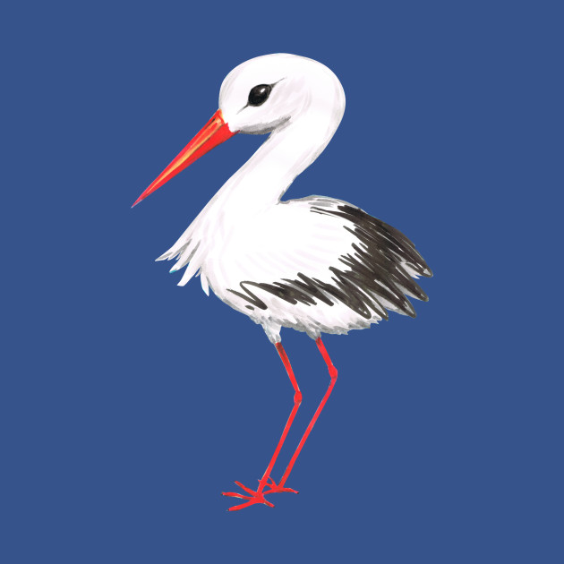 630x630 Cute Stork Watercolor Painting - Stork Watercolor