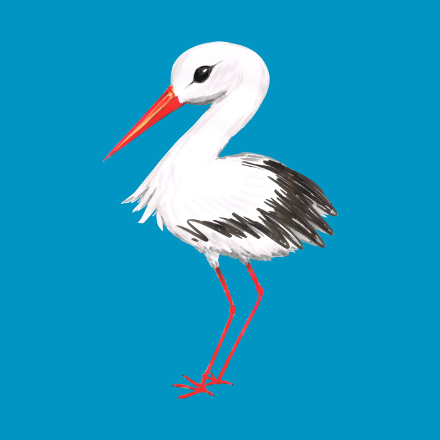 630x630 Cute Stork Watercolor Painting - Stork Watercolor