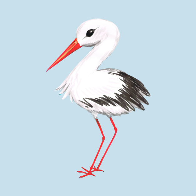 630x630 Cute Stork Watercolor Painting - Stork Watercolor