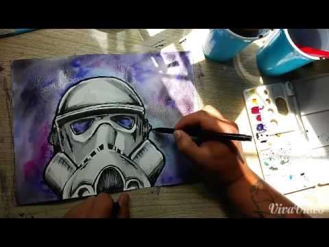 480x360 Stormtrooper Time Lapse Watercolor Painting - Stormtrooper Watercolor