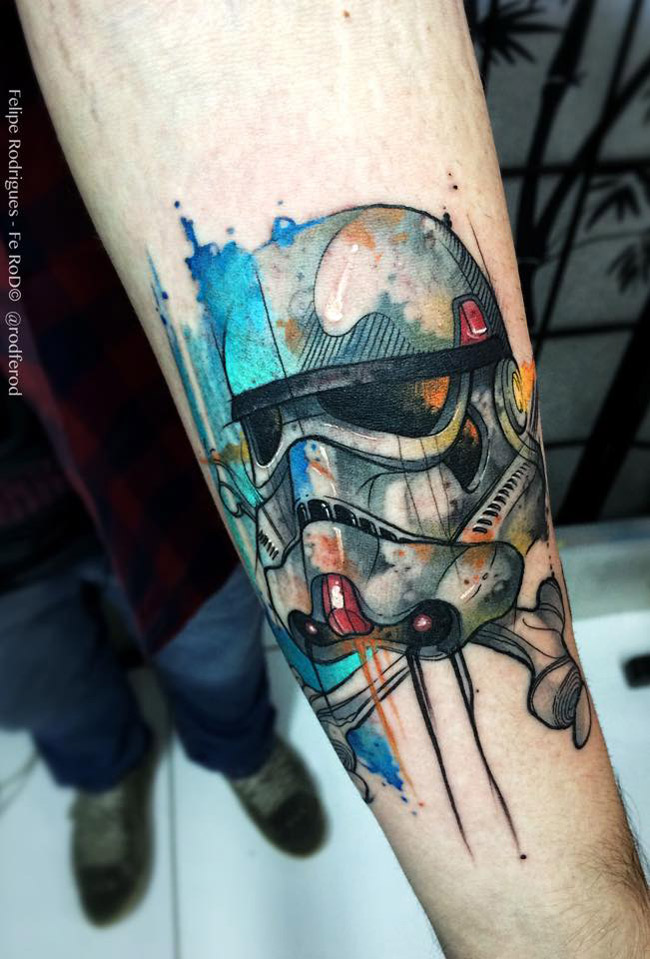 650x959 Watercolor Stormtrooper Best Tattoo Design Ideas - Stormtrooper Watercolor