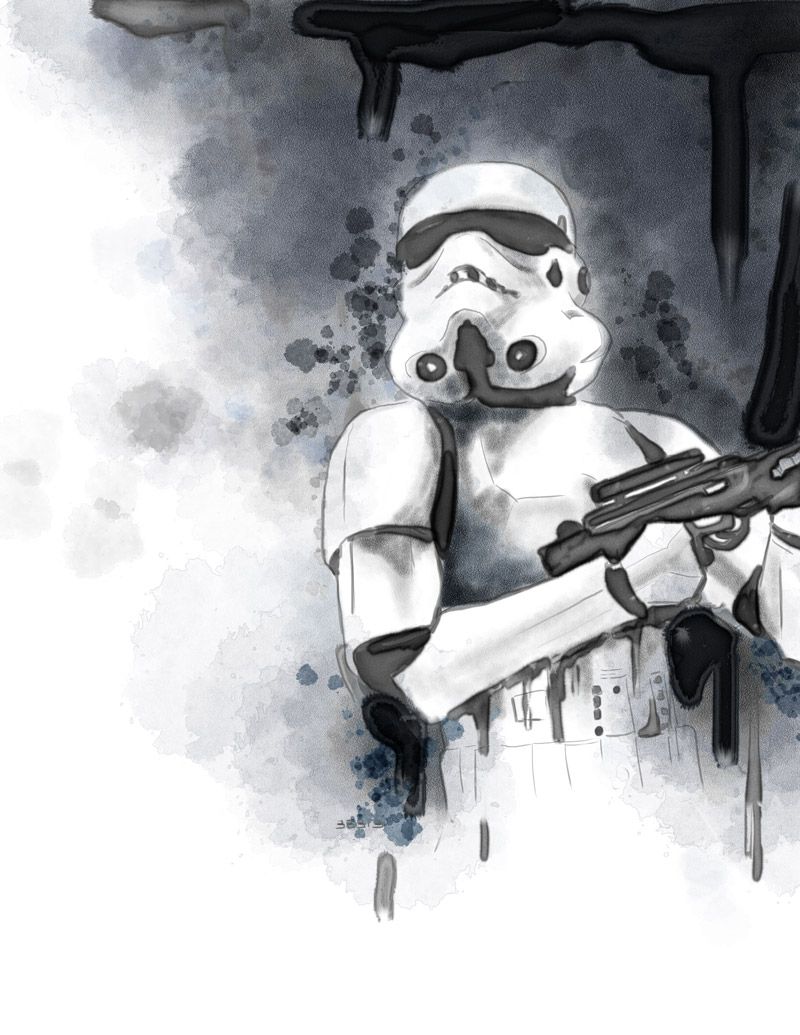 800x1035 Imperial Stormtrooper, Watercolor Using Corel Painter. My Art - Stormtrooper Watercolor