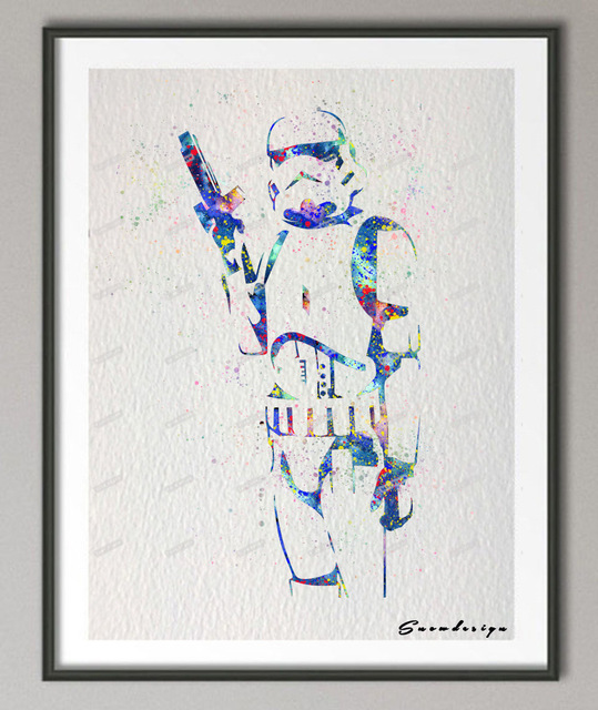 539x640 Original Watercolor Stormtrooper Print Canvas Painting Wall Art - Stormtrooper Watercolor