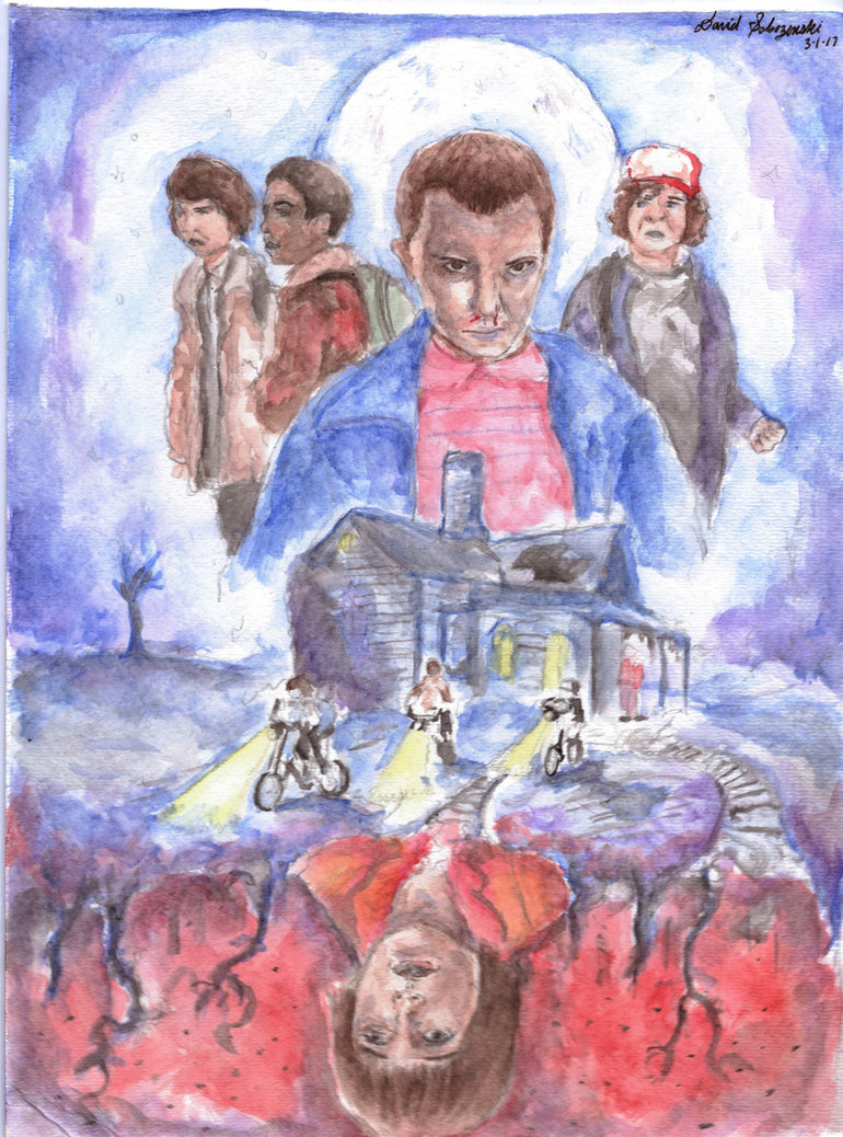 770x1038 Stranger Things Watercolor Poster By Davidsobo - Stranger Things Watercolor