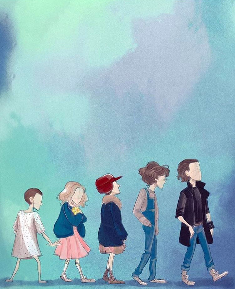 750x921 Stranger Things, Eleven, Jim Hopper Efnotebloc - Stranger Things Watercolor