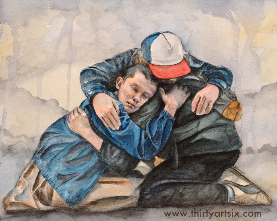 967x774 Thirtyartsix Painting By Heather M Morris Stranger Things - Stranger Things Watercolor