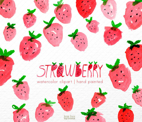 570x491 Watercolor Strawberry Clipart, Watercolour Clip Art, Strawberries - Strawberry Watercolor