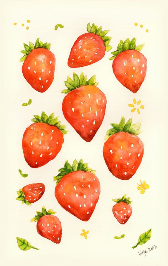 570x903 Strawberries - Strawberry Watercolor Painting