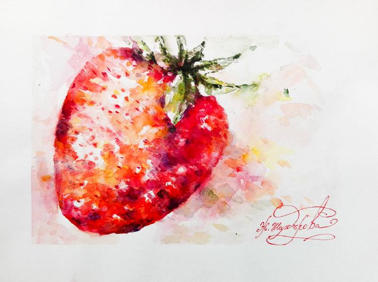 770x575 Strawberry Painting By Jasmina Shaldarova Saatchi Art - Strawberry Watercolor Painting