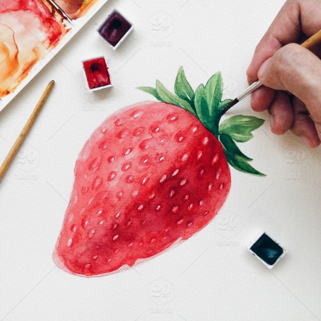 640x640 Strawberry Watercolor Painting Stock Photo C5e961ae 95eb 4a30 A4b3 - Strawberry Watercolor Painting