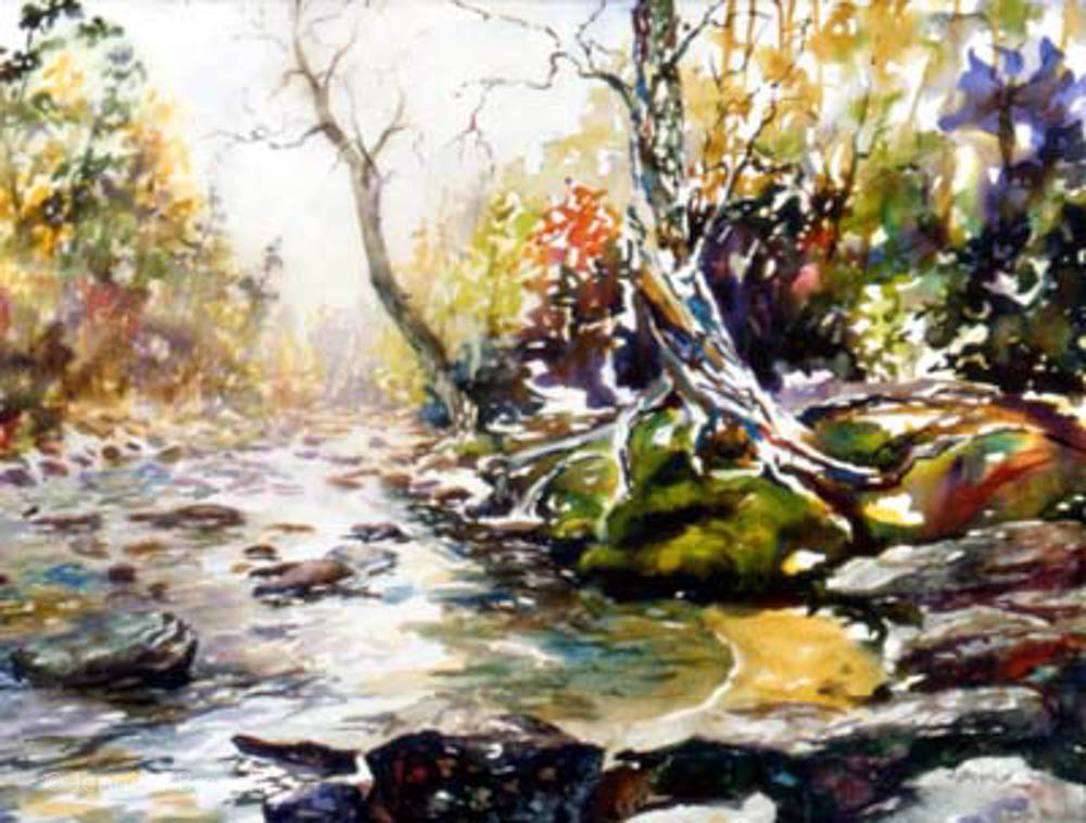 1000x758 Sope Creek Tree, Mountain Stream Watercolor Painting Tutorial - Stream Watercolor