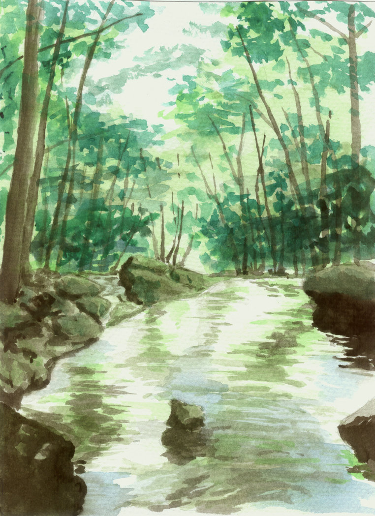 762x1049 Watercolor Stream By Nightvisiongoggles - Stream Watercolor