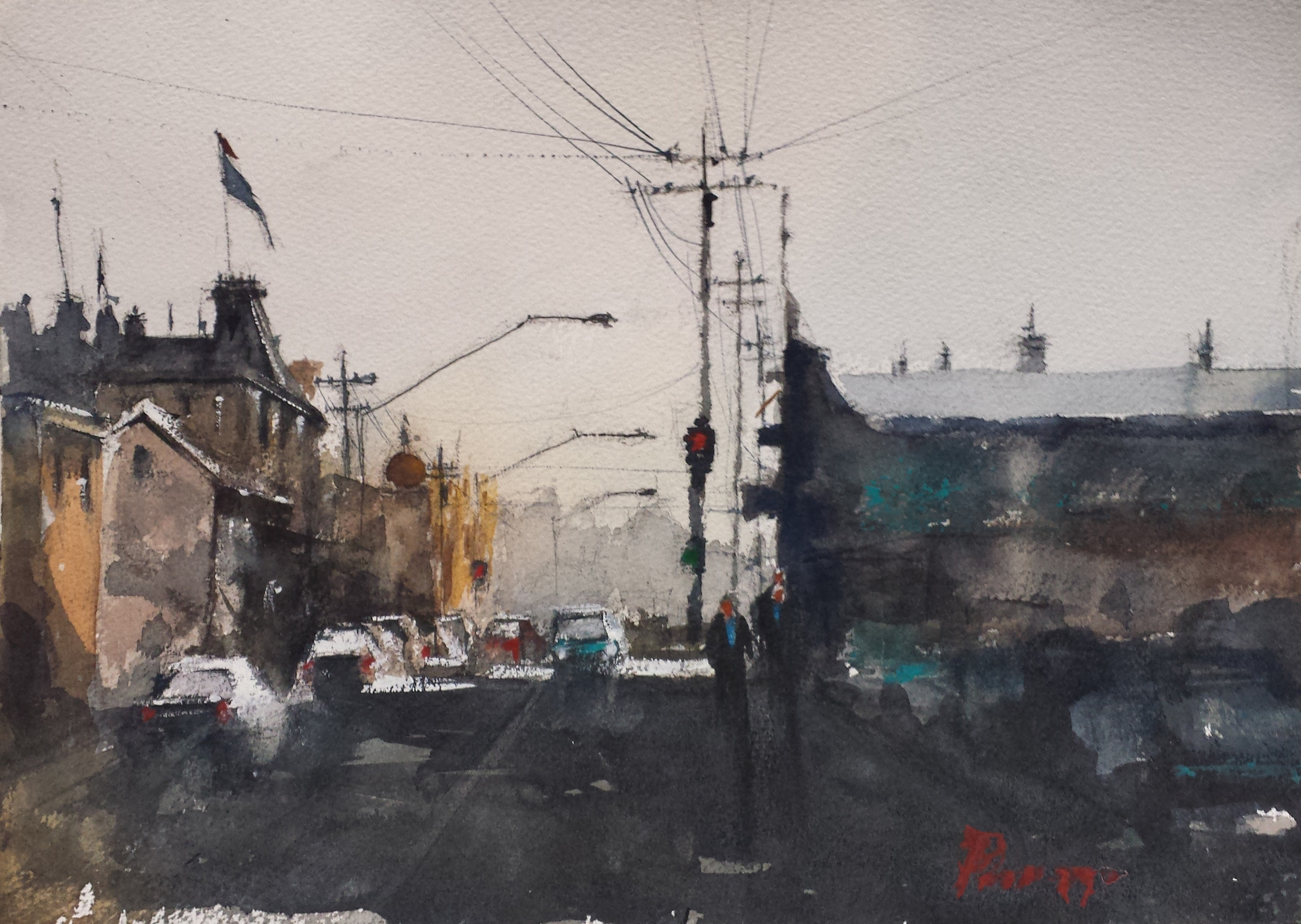2848x2023 Watercolor Paintings Art By Daniel Pannozzo - Street Watercolor