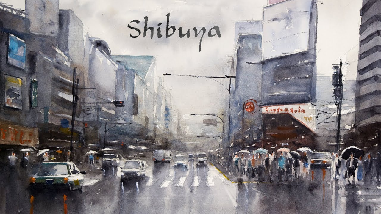 1280x720 Watercolor Painting Demo - Street Watercolor
