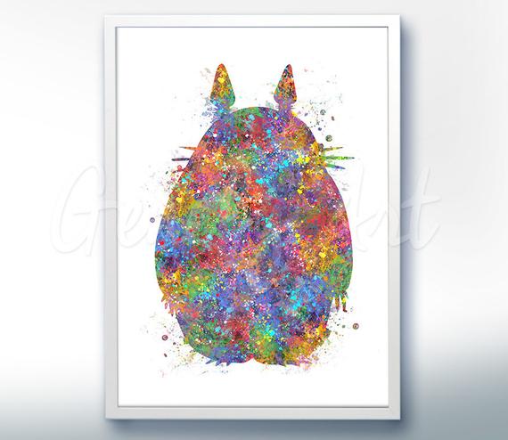570x494 My Neighbour Totoro Studio Ghibli Watercolor Poster Print Etsy - Studio Ghibli Watercolor