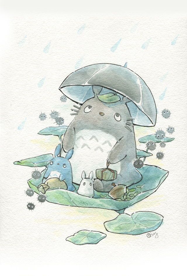 640x941 Totoro Watercolor Illustration Studio Ghibli - Studio Ghibli Watercolor