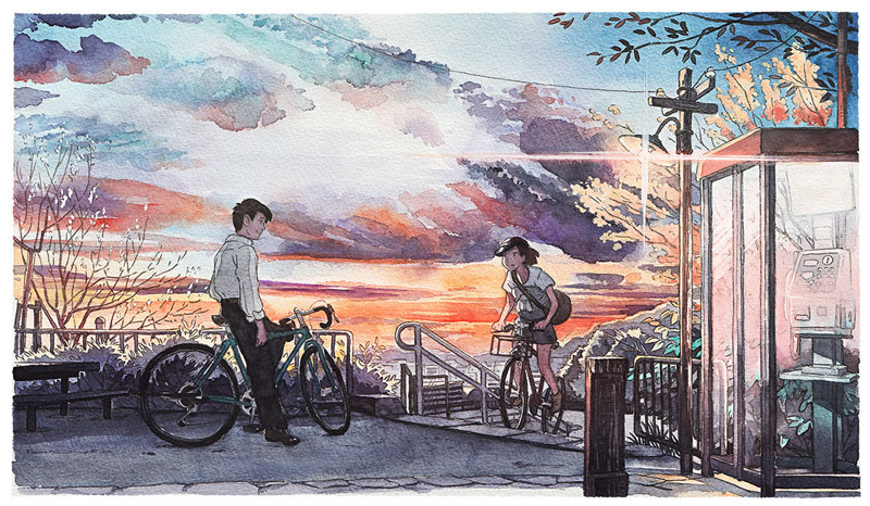 800x466 Bicycle Boy Watercolor Series Inspired By Studio Ghibli - Studio Ghibli Watercolor