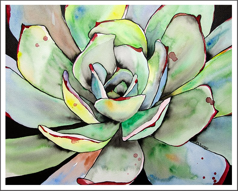 788x633 Green Succulent Watercolor Painting, Agave Cactus Wall Art Prints - Succulent Watercolor Painting