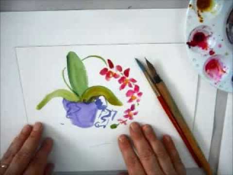 480x360 How To Paint A Modern Sumi E Style Orchid Plant In Watercolors - Sumi E Watercolor