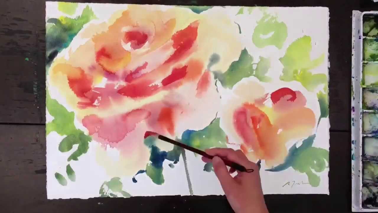 1280x720 How To Paint Roses With Watercolor And Sumie - Sumi E Watercolor