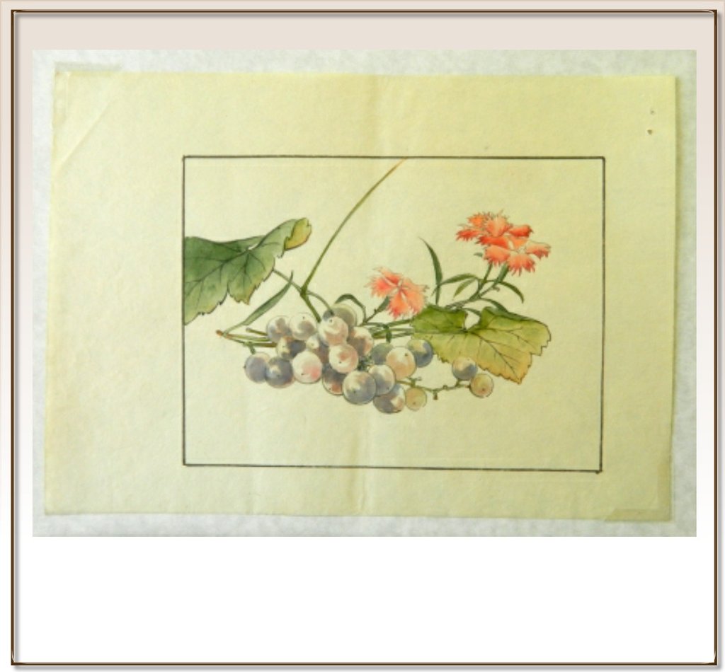 1024x950 Japanese Sumi E Watercolor Of Grapes, C1900 Dcartpressbookstore - Sumi E Watercolor