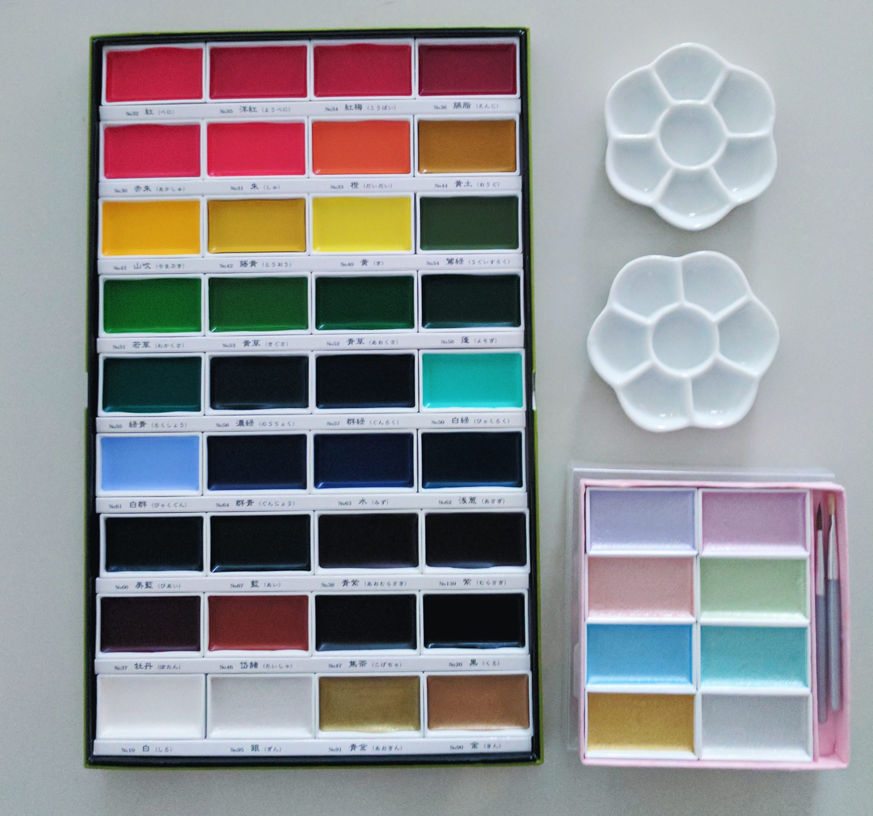 2934x2742 Kuretake Gansai Tambi 36 Colours Set Amp Kissho Nihonga Sumi E Pearl - Sumi E Watercolor