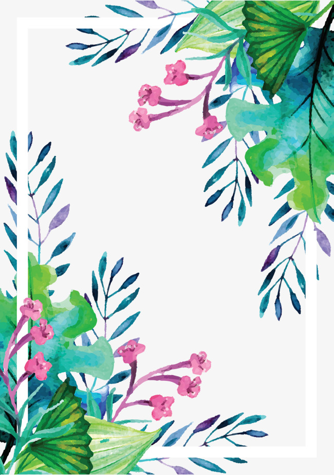 650x923 Summer Plant Watercolor Hand Painted Vector Border, Frame, Vector - Summer Watercolor