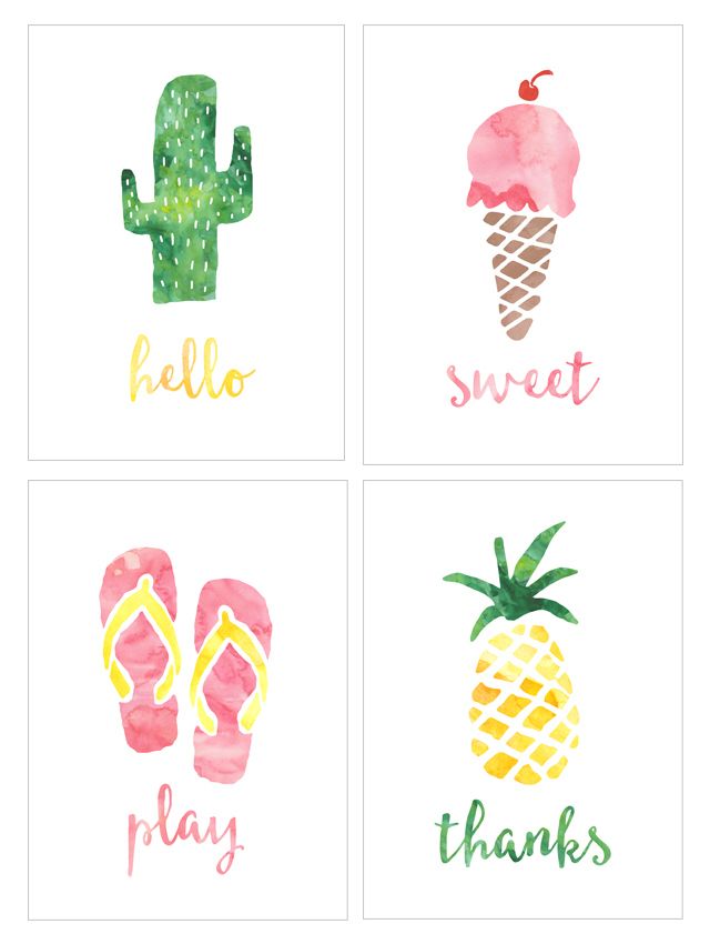 640x850 Summer Watercolor Notecards Print Ya Heart Out!! - Summer Watercolor
