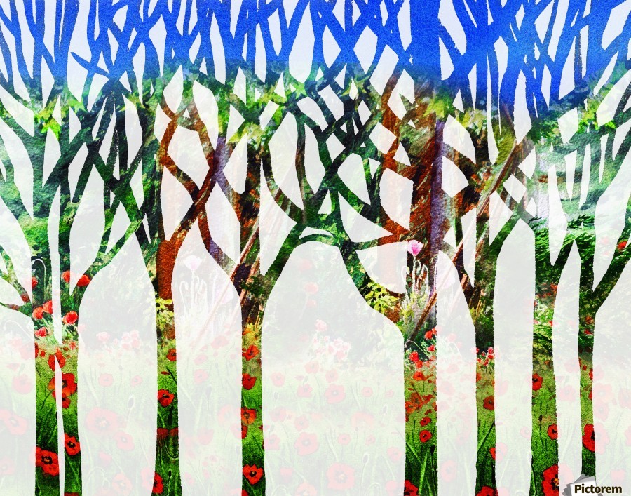 900x707 Watercolor Forest Silhouette Summer - Summer Watercolor