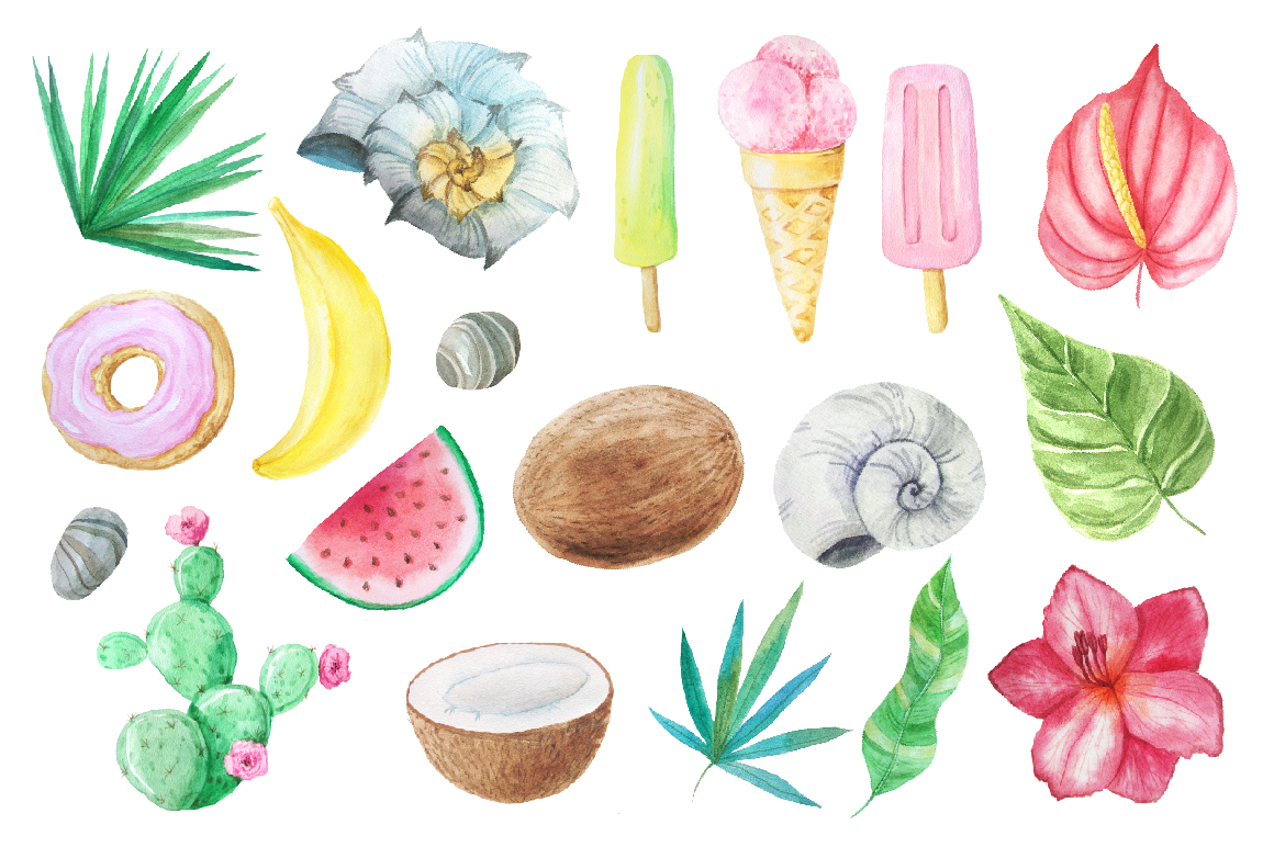 1160x772 Watercolor Summer Vibes Set - Summer Watercolor