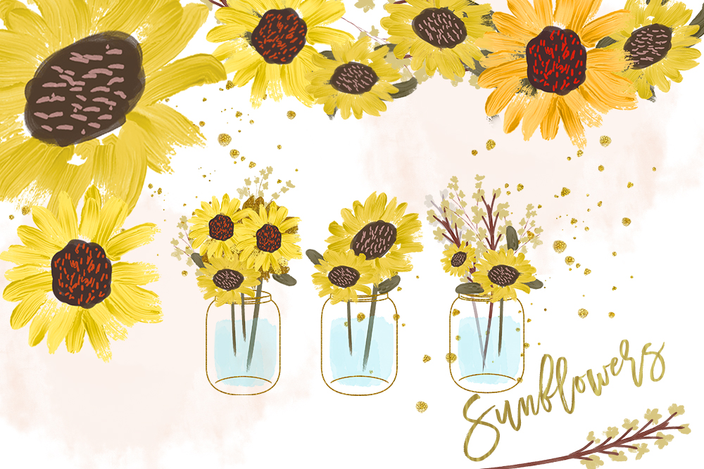 1000x667 Sunflower Watercolor Clipart, Pumpkin Clip Art, Sunflower Clip Art - Sunflower Watercolor