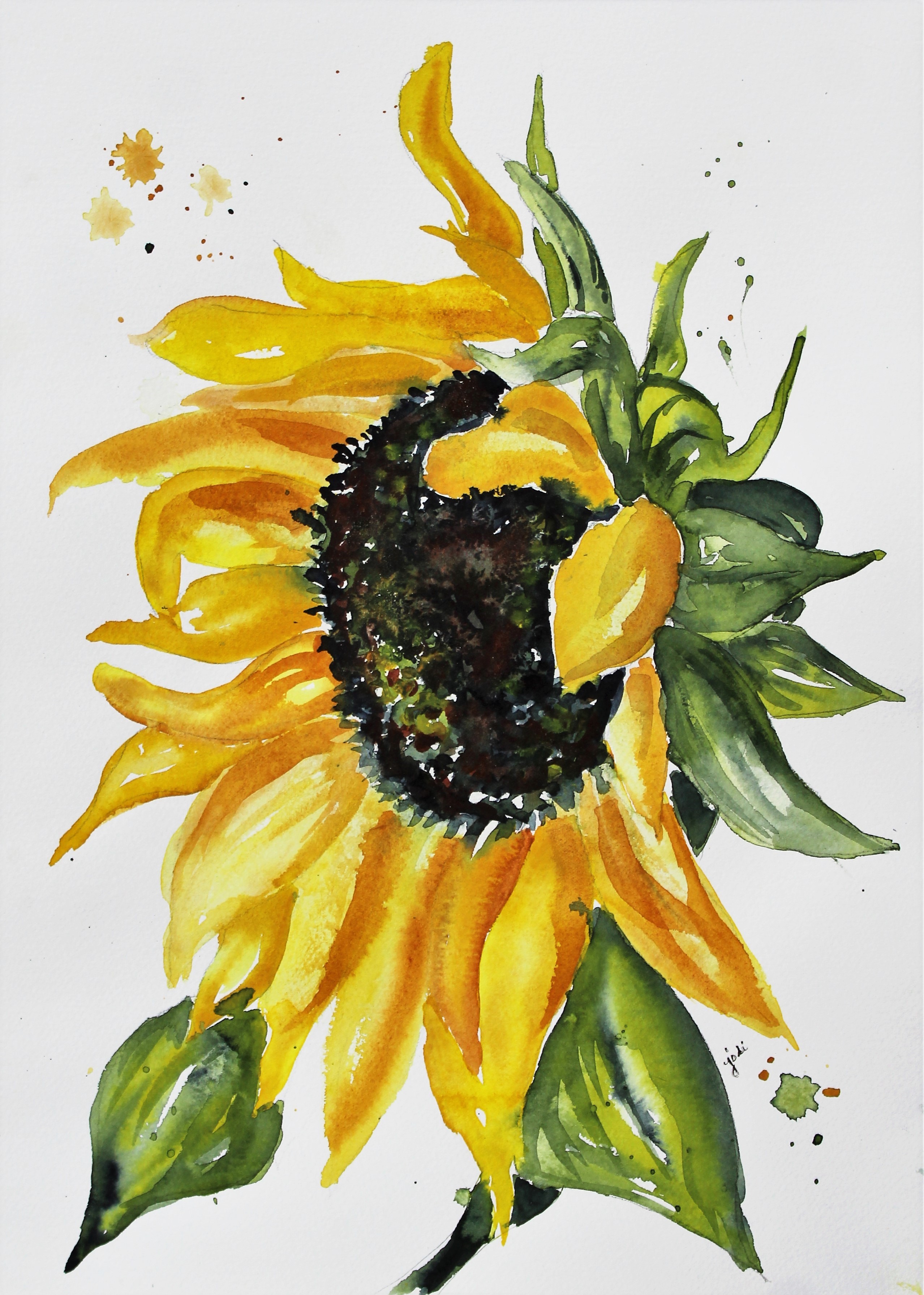 2557x3584 January 2018 The Creative Life In Between - Sunflower Watercolor