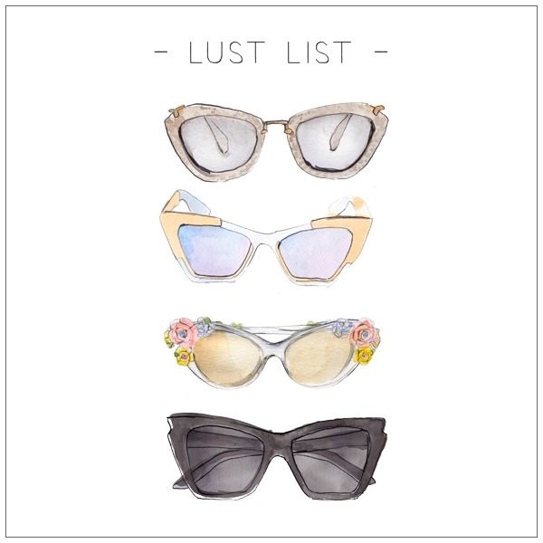 600x600 Lust List. Watercolor Illustrated Sunglasses. Lust List - Sunglasses Watercolor