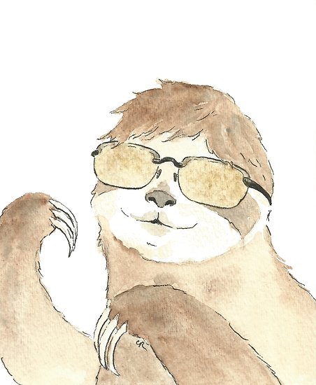 452x550 Sloth With Sunglasses Watercolor Posters By Christierenfro - Sunglasses Watercolor