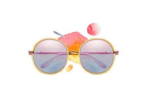 473x355 Watercolor Hipster Sunglasses And Artsy Brush Strokes Prints By - Sunglasses Watercolor