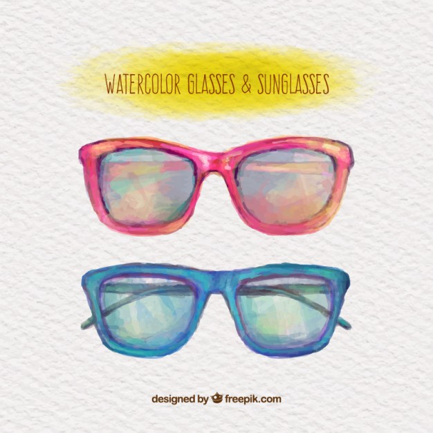 626x626 Watercolor Glasses And Sunglasses Vector Free Download - Sunglasses Watercolor