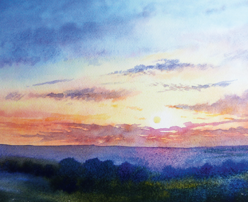 503x411 How To Paint A Sunrise And Sunset Watercolor Stress Relief - Sunrise Watercolor