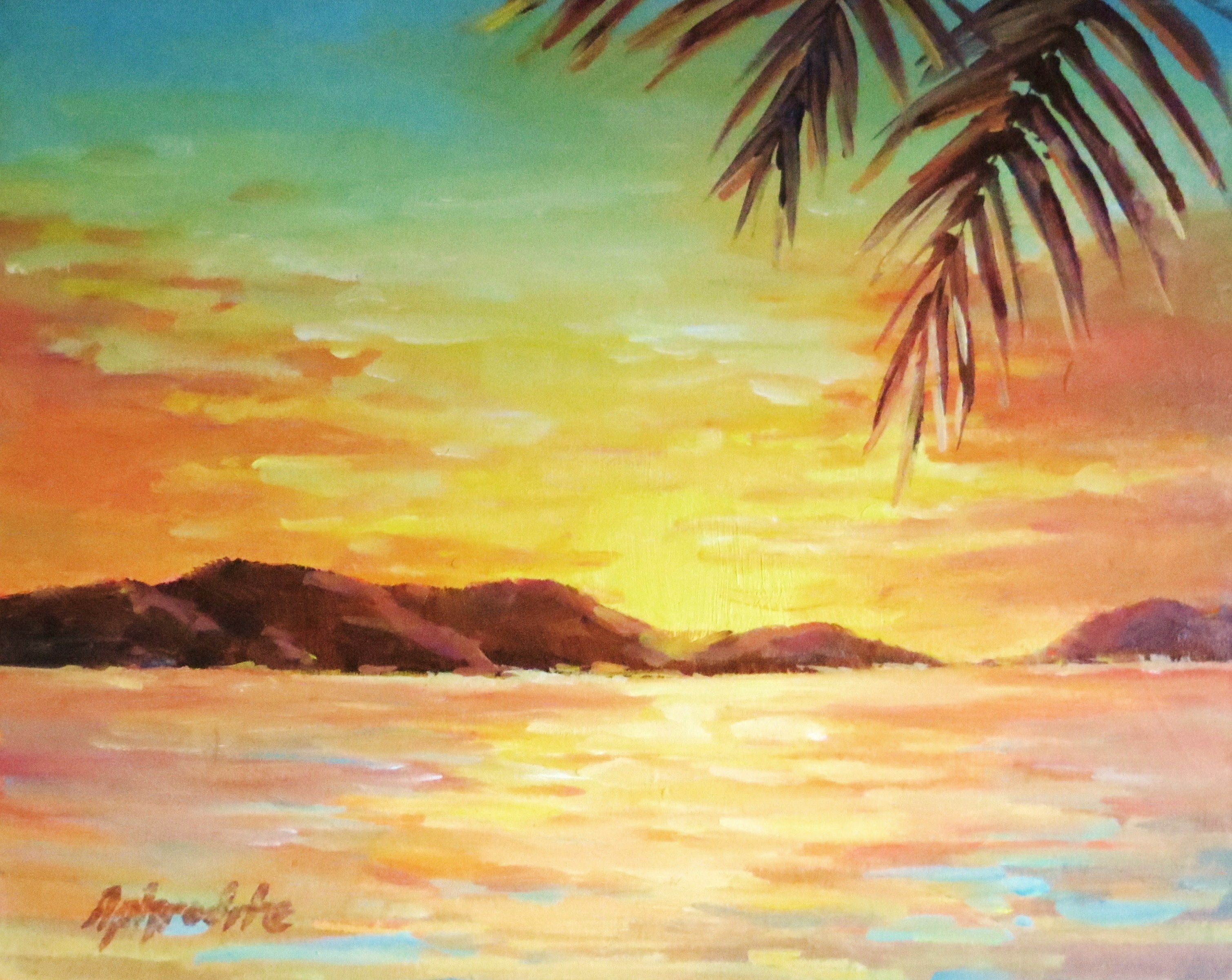 3018x2399 Oil Painting For Sale, Caribbean Painting, Sunrise - Sunrise Watercolor Painting