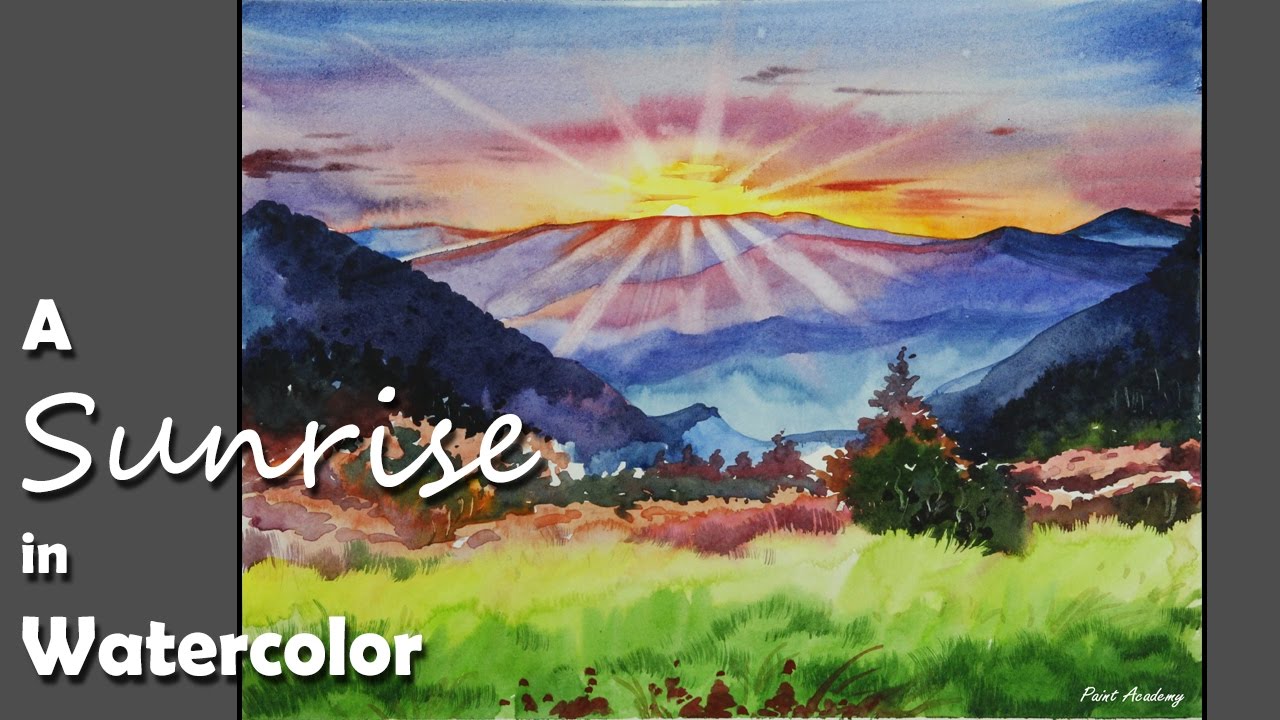 1280x720 Sunrise Step By Step Watercolor Painting - Sunrise Watercolor Painting