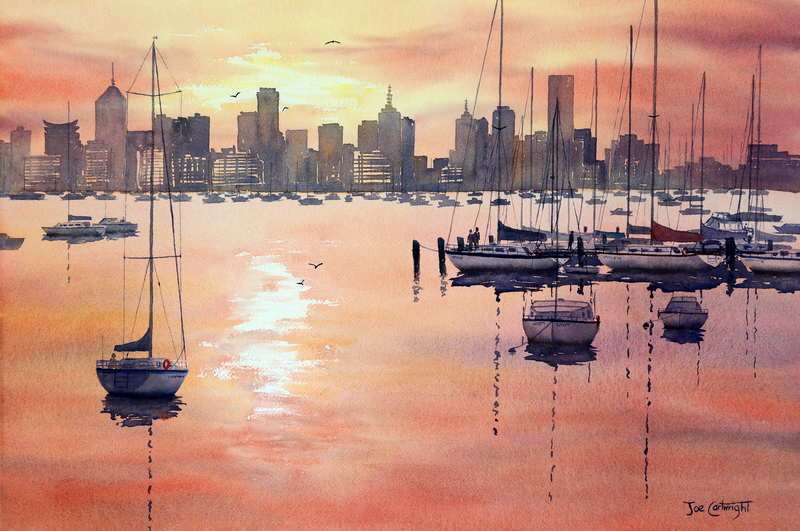 800x531 Watercolor Paintings Boats And The Sea Gallery Seascapes - Sunrise Watercolor Painting