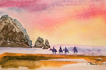 450x300 Watercolor Painting Of A Sunrise - Sunrise Watercolor Painting