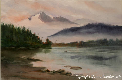 500x331 Artists Of Washington Olympic Sunrise, Watercolor Painting - Sunrise Watercolor Painting