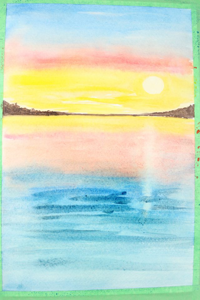 640x959 How To Paint A Sunset With Watercolors Ehow - Sunset Painting Watercolor