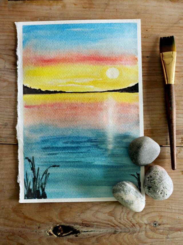 640x857 How To Paint A Sunset With Watercolor - Sunset Painting Watercolor