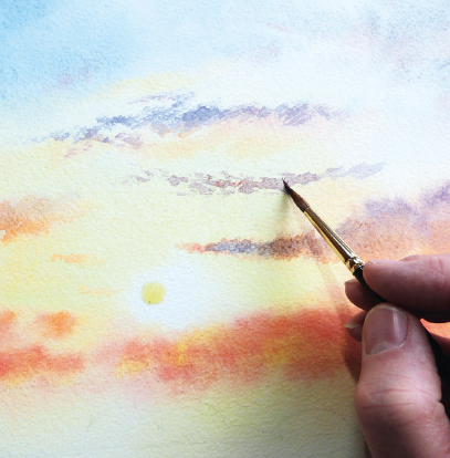 407x414 How To Paint A Sunrise And Sunset Art Tools, Details And - Sunset Watercolor Technique