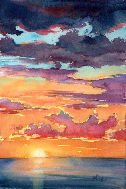 432x650 Pin By Junie Ugboajah On Watercolor Watercolor - Sunset Watercolor Technique