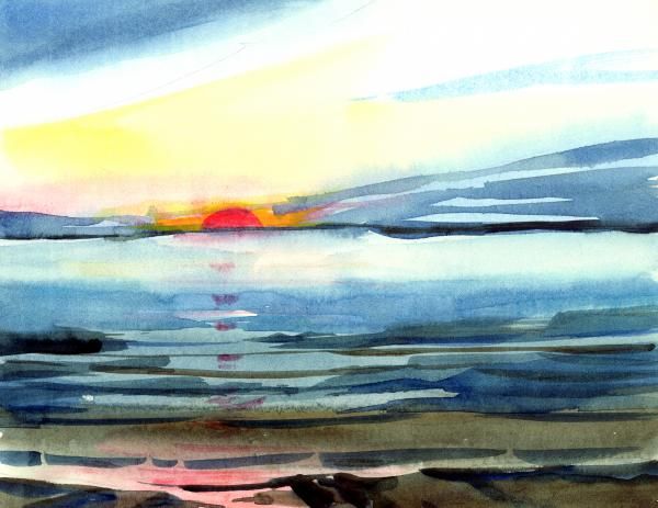 Sunset Watercolor Technique at PaintingValley.com | Explore collection ...