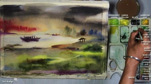 500x281 Watercolor Sunset Step By Step - Sunset Watercolor Technique