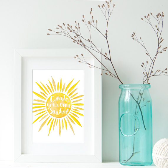 570x570 Printed Create Your Own Sunshine Watercolor Sun Coastal - Sunshine Watercolor